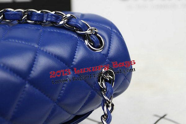 Chanel Classic Flap Bag Blue Original Leather CF1113 Silver Chanel Classic Flap Bag Blue Original Leather CF1113 Silver