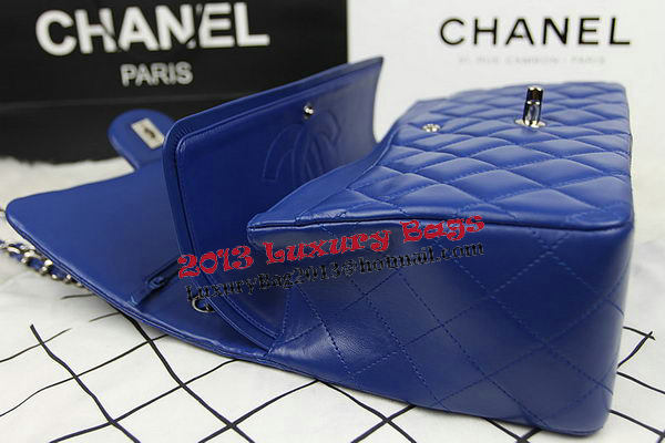 Chanel Classic Flap Bag Blue Original Leather CF1113 Silver Chanel Classic Flap Bag Blue Original Leather CF1113 Silver
