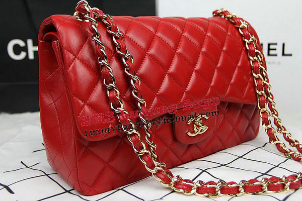 Chanel Classic Flap Bag Red Original Leather CF1113 Gold Chanel Classic Flap Bag Red Original Leather CF1113 Gold