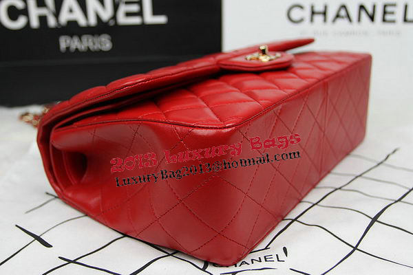 Chanel Classic Flap Bag Red Original Leather CF1113 Gold Chanel Classic Flap Bag Red Original Leather CF1113 Gold