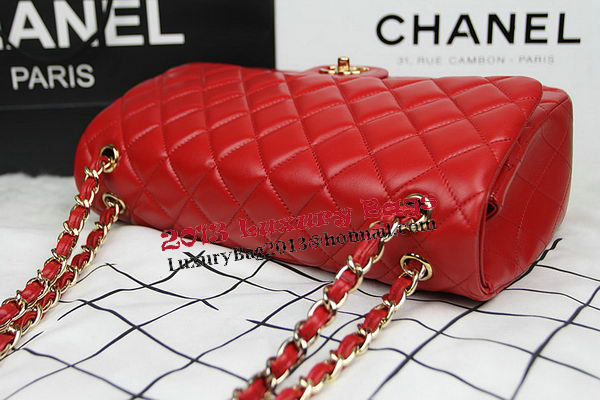 Chanel Classic Flap Bag Red Original Leather CF1113 Gold Chanel Classic Flap Bag Red Original Leather CF1113 Gold