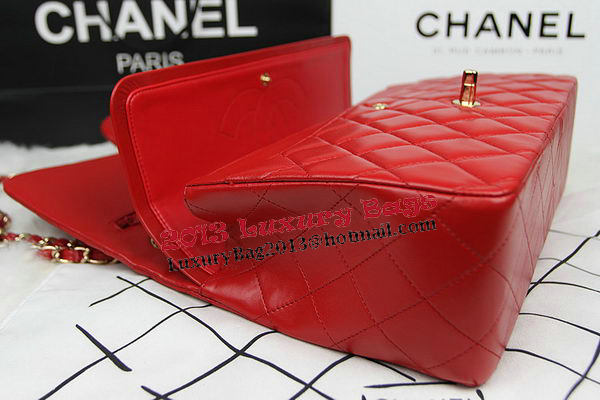 Chanel Classic Flap Bag Red Original Leather CF1113 Gold Chanel Classic Flap Bag Red Original Leather CF1113 Gold