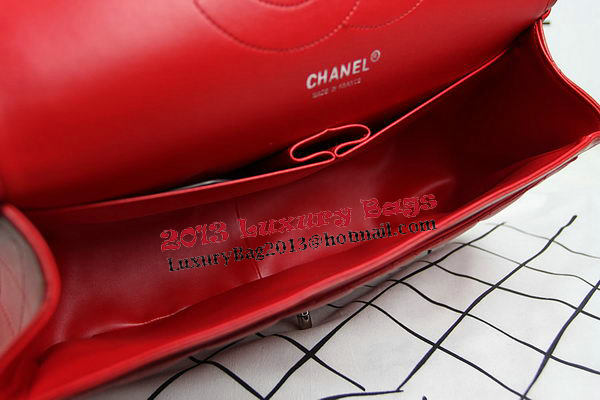 Chanel Classic Flap Bag Red Original Leather CF1113 Silver Chanel Classic Flap Bag Red Original Leather CF1113 Silver