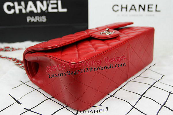 Chanel Classic Flap Bag Red Original Leather CF1113 Silver Chanel Classic Flap Bag Red Original Leather CF1113 Silver