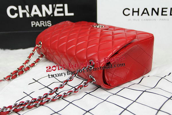 Chanel Classic Flap Bag Red Original Leather CF1113 Silver Chanel Classic Flap Bag Red Original Leather CF1113 Silver