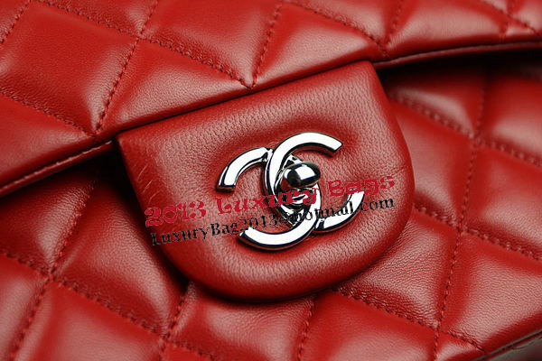 Chanel Classic Flap Bag Red Original Leather CF1113 Silver Chanel Classic Flap Bag Red Original Leather CF1113 Silver