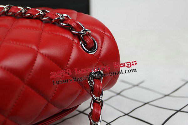 Chanel Classic Flap Bag Red Original Leather CF1113 Silver Chanel Classic Flap Bag Red Original Leather CF1113 Silver