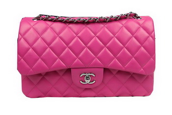 Chanel Classic Flap Bag Rose Original Leather CF1113 Silver Chanel Classic Flap Bag Rose Original Leather CF1113 Silver