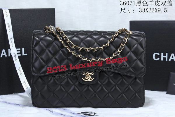 Chanel Classic Flap Bag Black Sheepskin Leather A36071 Gold Chanel Classic Flap Bag Black Sheepskin Leather A36071 Gold