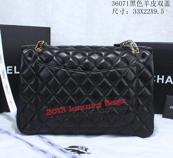 Chanel Classic Flap Bag Black Sheepskin Leather A36071 Gold Chanel Classic Flap Bag Black Sheepskin Leather A36071 Gold