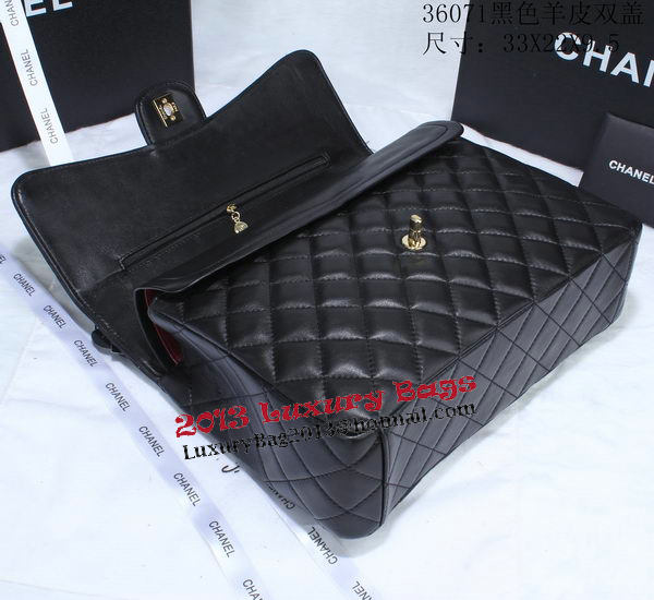 Chanel Classic Flap Bag Black Sheepskin Leather A36071 Gold Chanel Classic Flap Bag Black Sheepskin Leather A36071 Gold