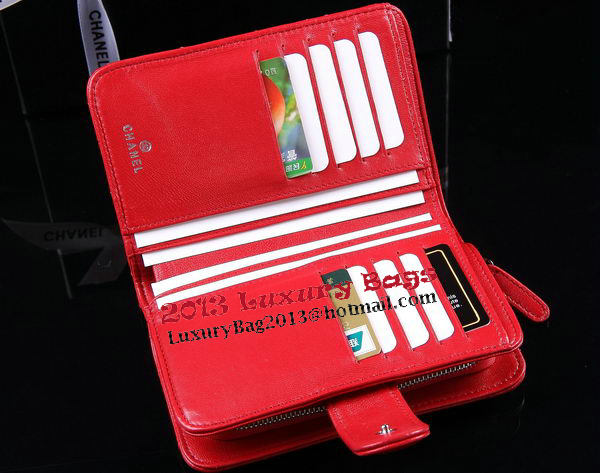 Chanel Matelasse Bi-Fold Wallet Sheepskin Leater A31506 Red Chanel Matelasse Bi-Fold Wallet Sheepskin Leater A31506 Red