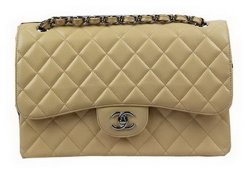 Chanel Classic Flap Bag Apricot Cannage Pattern CF1113 Silver Chanel Classic Flap Bag Apricot Cannage Pattern CF1113 Silver
