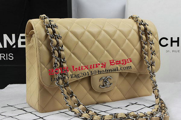 Chanel Classic Flap Bag Apricot Cannage Pattern CF1113 Silver Chanel Classic Flap Bag Apricot Cannage Pattern CF1113 Silver