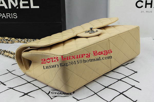 Chanel Classic Flap Bag Apricot Cannage Pattern CF1113 Silver Chanel Classic Flap Bag Apricot Cannage Pattern CF1113 Silver