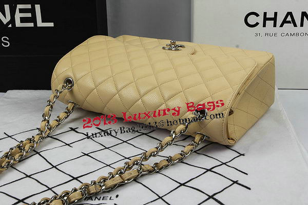 Chanel Classic Flap Bag Apricot Cannage Pattern CF1113 Silver Chanel Classic Flap Bag Apricot Cannage Pattern CF1113 Silver