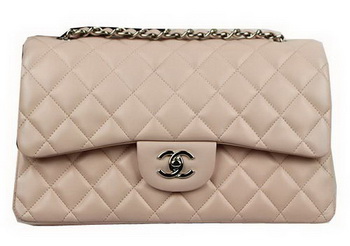 Chanel Classic Flap Bag Beige Original Leather CF1113 Silver Chanel Classic Flap Bag Beige Original Leather CF1113 Silver