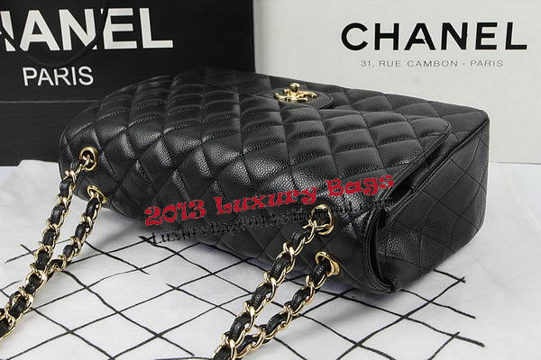 Chanel Classic Flap Bag Black Cannage Pattern CF1113 Gold Chanel Classic Flap Bag Black Cannage Pattern CF1113 Gold
