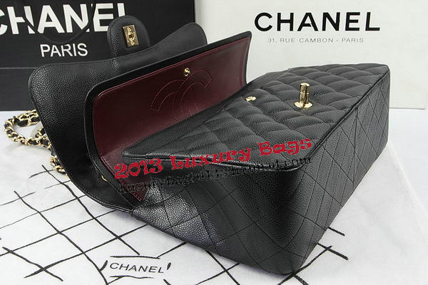 Chanel Classic Flap Bag Black Cannage Pattern CF1113 Gold Chanel Classic Flap Bag Black Cannage Pattern CF1113 Gold