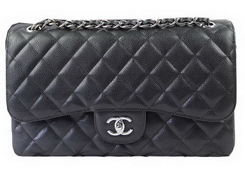 Chanel Classic Flap Bag Black Cannage Pattern CF1113 Silver Chanel Classic Flap Bag Black Cannage Pattern CF1113 Silver