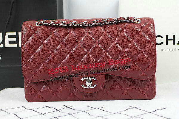 Chanel Classic Flap Bag Burgundy Cannage Pattern CF1113 Silver Chanel Classic Flap Bag Burgundy Cannage Pattern CF1113 Silver