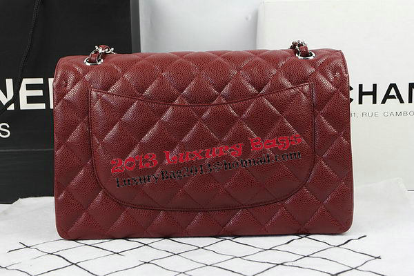 Chanel Classic Flap Bag Burgundy Cannage Pattern CF1113 Silver Chanel Classic Flap Bag Burgundy Cannage Pattern CF1113 Silver