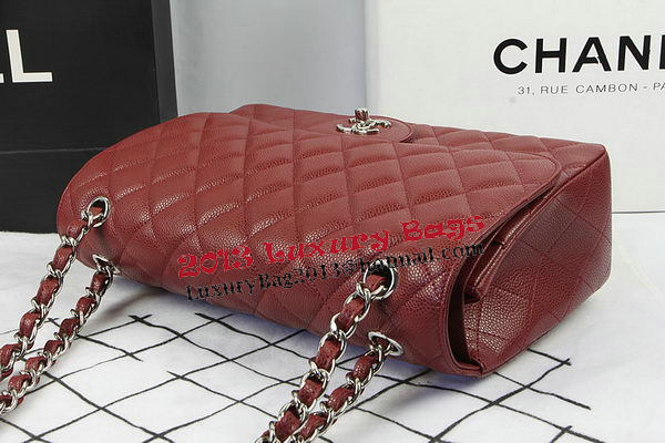 Chanel Classic Flap Bag Burgundy Cannage Pattern CF1113 Silver Chanel Classic Flap Bag Burgundy Cannage Pattern CF1113 Silver