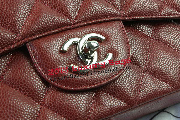 Chanel Classic Flap Bag Burgundy Cannage Pattern CF1113 Silver Chanel Classic Flap Bag Burgundy Cannage Pattern CF1113 Silver