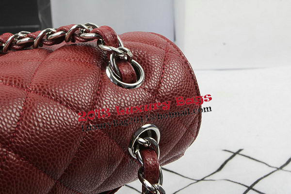 Chanel Classic Flap Bag Burgundy Cannage Pattern CF1113 Silver Chanel Classic Flap Bag Burgundy Cannage Pattern CF1113 Silver