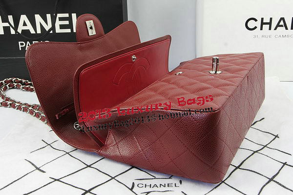 Chanel Classic Flap Bag Burgundy Cannage Pattern CF1113 Silver Chanel Classic Flap Bag Burgundy Cannage Pattern CF1113 Silver