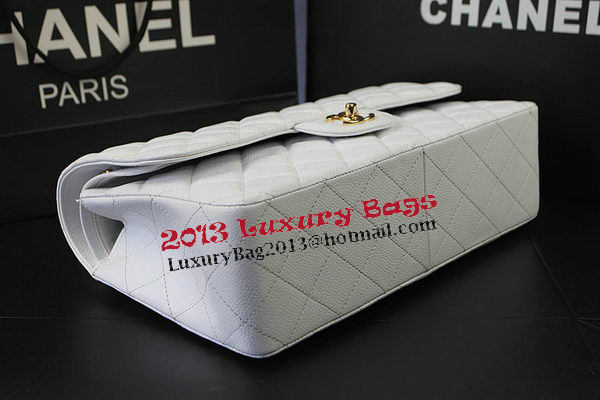 Chanel Classic Flap Bag White Cannage Pattern CF1113 Gold Chanel Classic Flap Bag White Cannage Pattern CF1113 Gold