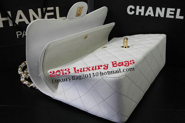 Chanel Classic Flap Bag White Cannage Pattern CF1113 Gold Chanel Classic Flap Bag White Cannage Pattern CF1113 Gold