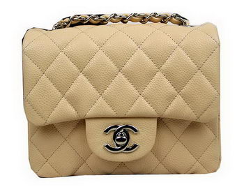 Chanel Classic MINI Flap Bag CF1115 Apricot Cannage Pattern Silver
