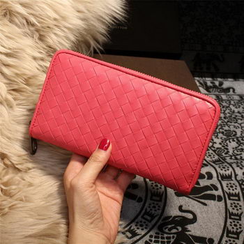 Bottega Veneta Intrecciato Nappa Zip Around Wallets 114073 Light Red Bottega Veneta Intrecciato Nappa Zip Around Wallets 114073 Light Red
