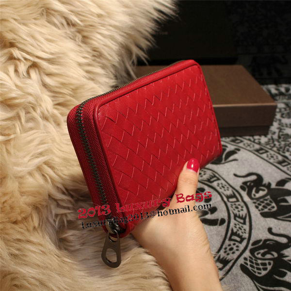 Bottega Veneta Intrecciato Nappa Zip Around Wallets 114073 Red Bottega Veneta Intrecciato Nappa Zip Around Wallets 114073 Red