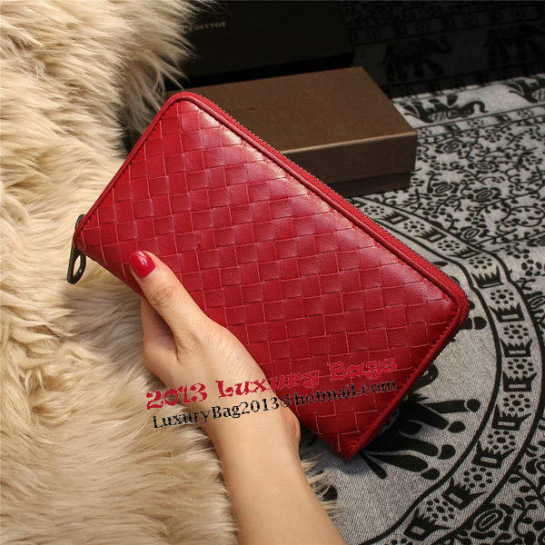 Bottega Veneta Intrecciato Nappa Zip Around Wallets 114073 Red Bottega Veneta Intrecciato Nappa Zip Around Wallets 114073 Red