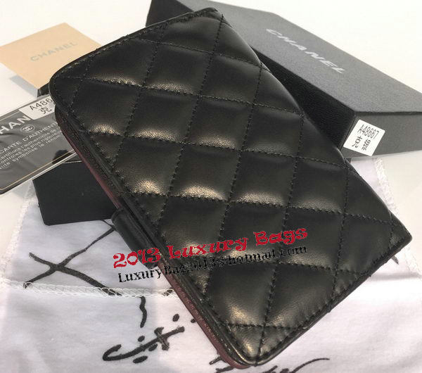 Chanel Matelasse Bi-Fold Wallet Black Sheepskin Leater A48667 Silver Chanel Matelasse Bi-Fold Wallet Black Sheepskin Leater A48667 Silver