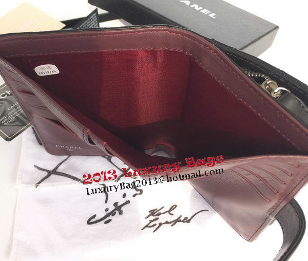 Chanel Matelasse Bi-Fold Wallet Black Sheepskin Leater A48667 Silver Chanel Matelasse Bi-Fold Wallet Black Sheepskin Leater A48667 Silver