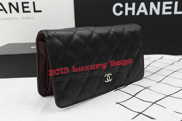 Chanel Bi-Fold Wallet Black Original Cannage Pattern A31509 Silver Chanel Bi-Fold Wallet Black Original Cannage Pattern A31509 Silver
