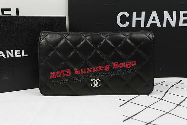 Chanel Bi-Fold Wallet Black Original Sheepskin A31509 Silver Chanel Bi-Fold Wallet Black Original Sheepskin A31509 Silver