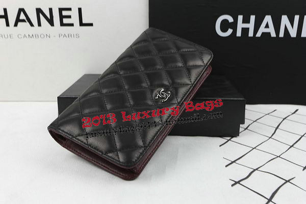 Chanel Bi-Fold Wallet Black Original Sheepskin A31509 Silver Chanel Bi-Fold Wallet Black Original Sheepskin A31509 Silver