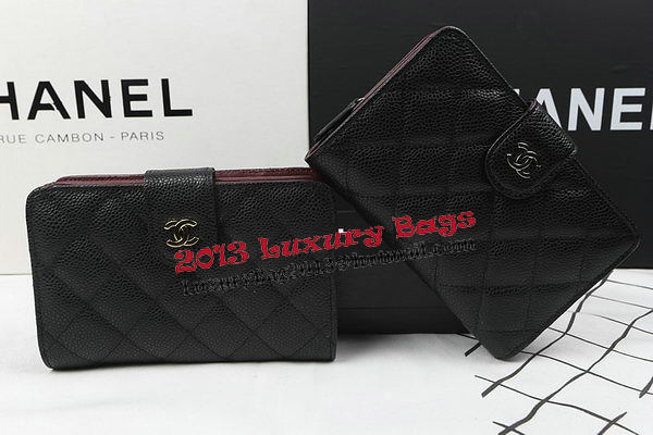 Chanel Matelasse Bi-Fold Wallet Black Original Cannage Pattern A48667 Gold Chanel Matelasse Bi-Fold Wallet Black Original Cannage Pattern A48667 Gold