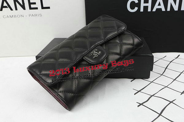 Chanel Tri-Fold Wallet Black Original Sheppskin A31506 Silver Chanel Tri-Fold Wallet Black Original Sheppskin A31506 Silver