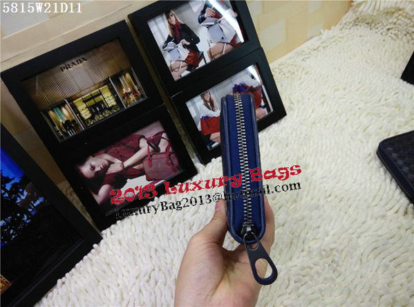 Bottega Veneta Intrecciato Calfskin Zip Around Wallet BV5815 Blue Bottega Veneta Intrecciato Calfskin Zip Around Wallet BV5815 Blue