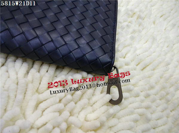 Bottega Veneta Intrecciato Calfskin Zip Around Wallet BV5815 Blue Bottega Veneta Intrecciato Calfskin Zip Around Wallet BV5815 Blue