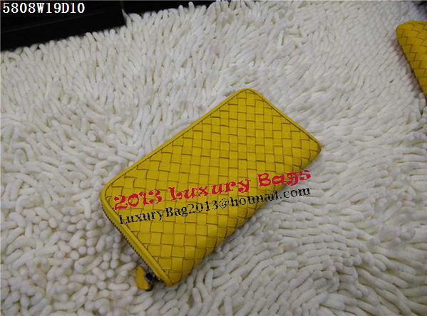Bottega Veneta Intrecciato Nappa Zip Around Wallet BV5808 Yellow Bottega Veneta Intrecciato Nappa Zip Around Wallet BV5808 Yellow