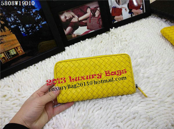 Bottega Veneta Intrecciato Nappa Zip Around Wallet BV5808 Yellow Bottega Veneta Intrecciato Nappa Zip Around Wallet BV5808 Yellow