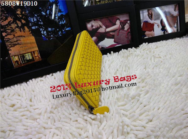 Bottega Veneta Intrecciato Nappa Zip Around Wallet BV5808 Yellow Bottega Veneta Intrecciato Nappa Zip Around Wallet BV5808 Yellow