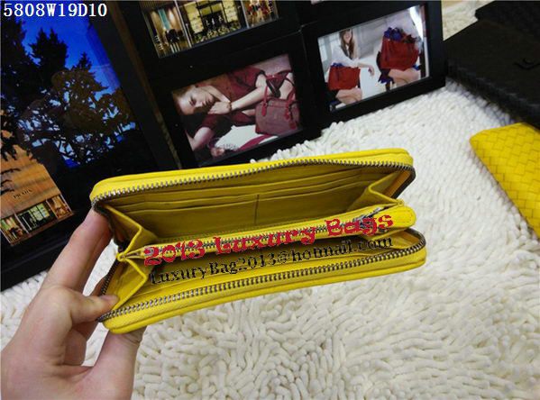Bottega Veneta Intrecciato Nappa Zip Around Wallet BV5808 Yellow Bottega Veneta Intrecciato Nappa Zip Around Wallet BV5808 Yellow