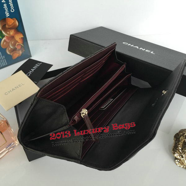 Chanel Matelasse Long Wallet Black Sheepskin Leather A50096 Silver Chanel Matelasse Long Wallet Black Sheepskin Leather A50096 Silver